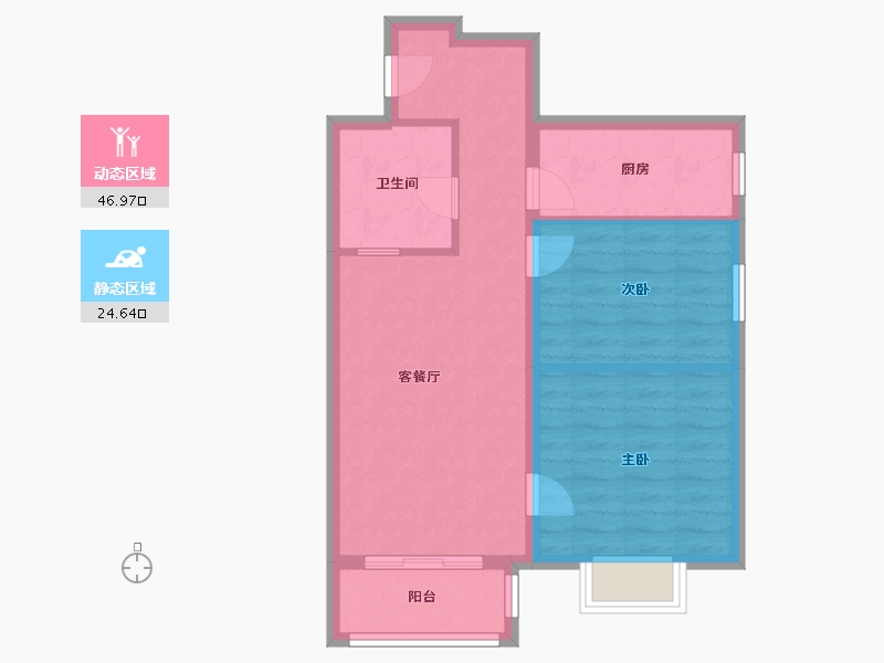 北京-北京市-芍药居北里-64.28-户型库-动静分区