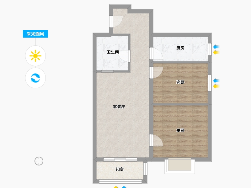 北京-北京市-芍药居北里-64.28-户型库-采光通风