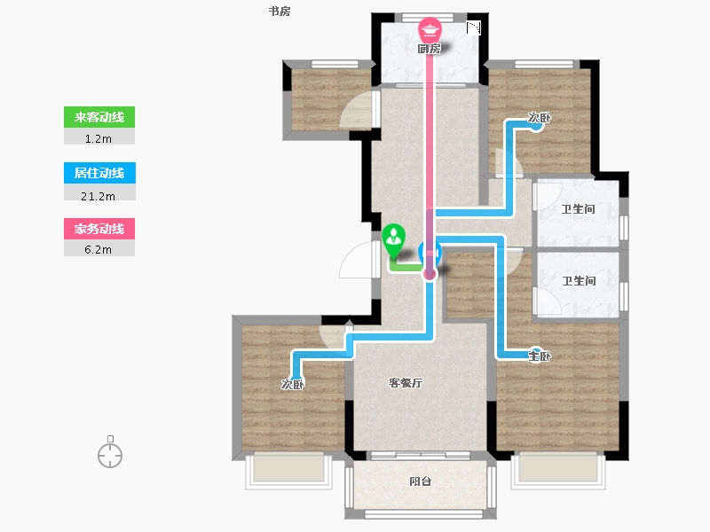 浙江省-金华市-中瑞恒基悦江府-95.20-户型库-动静线