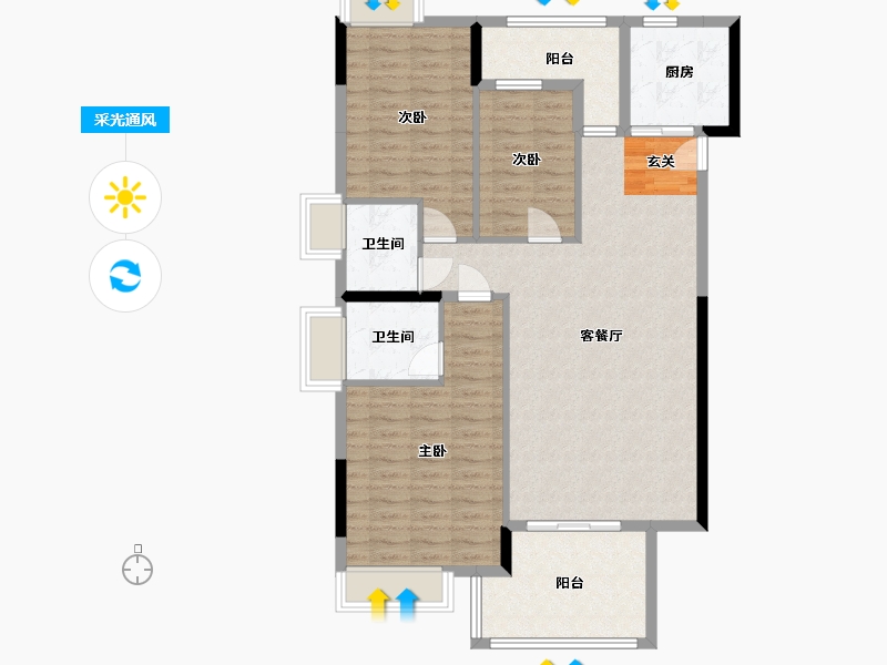 广东省-惠州市-锦绣一品-107.76-户型库-采光通风