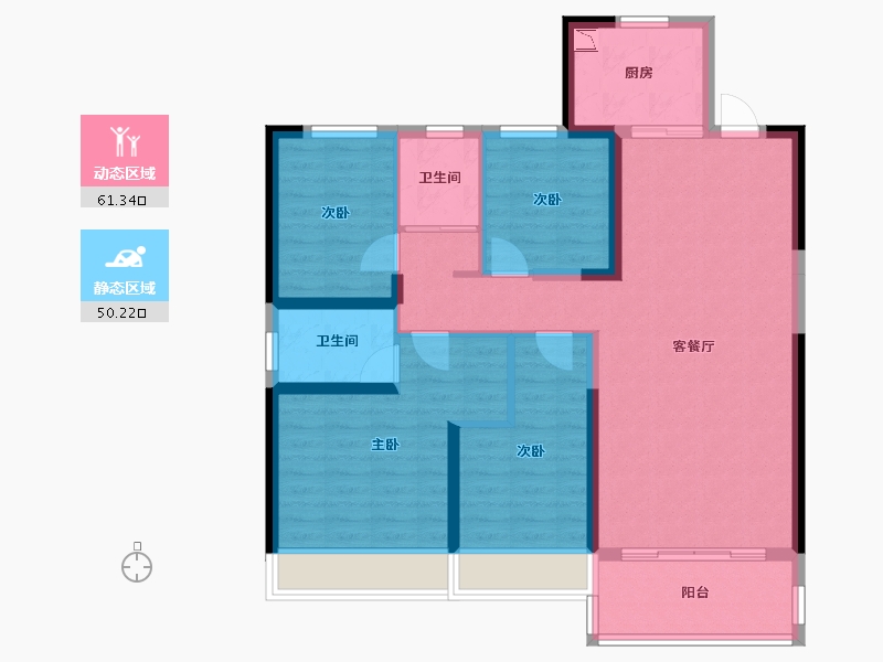 河南省-郑州市-碧桂园翡翠湾峯景-99.71-户型库-动静分区