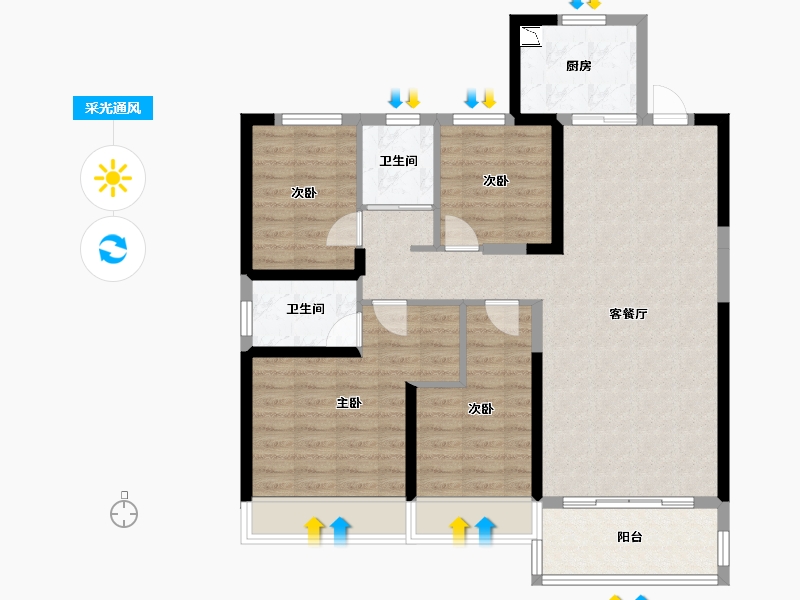 河南省-郑州市-碧桂园翡翠湾峯景-99.71-户型库-采光通风