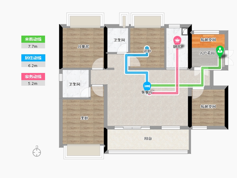 广东省-广州市-越秀・滨海新城-88.38-户型库-动静线