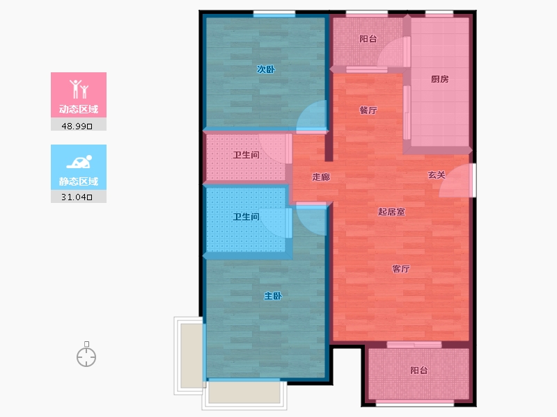 北京-北京市-顺鑫花语-70.01-户型库-动静分区