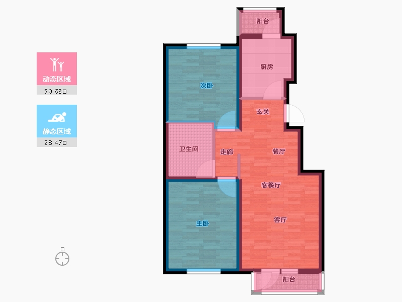 北京-北京市-万科四季花城-68.93-户型库-动静分区