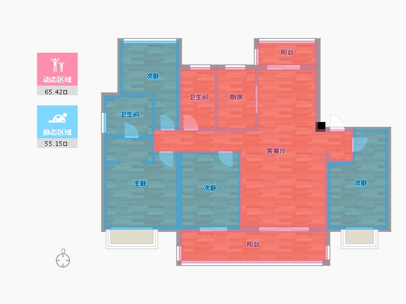 江苏省-南通市-华强城-108.00-户型库-动静分区