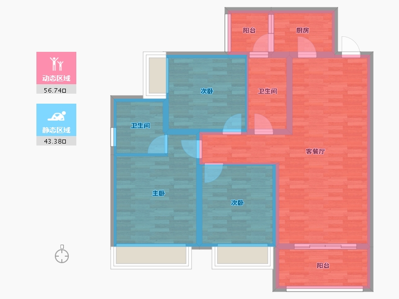 四川省-成都市-王府花园-89.06-户型库-动静分区