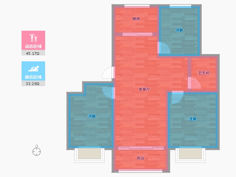 山东省-潍坊市-教师公寓-69.74-户型库-动静分区