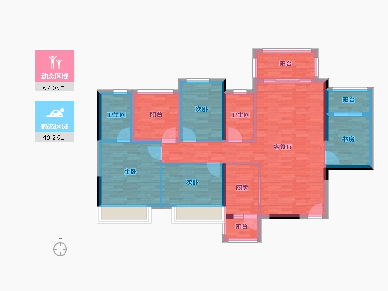 广东省-江门市-博富南湖壹号-103.90-户型库-动静分区