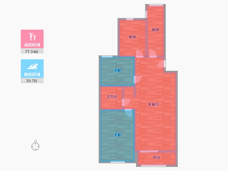 北京-北京市-红星北里-96.47-户型库-动静分区