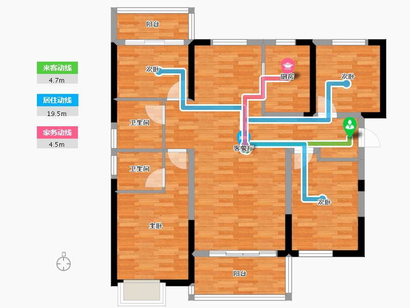 湖南省-长沙市-美的翰城-95.27-户型库-动静线