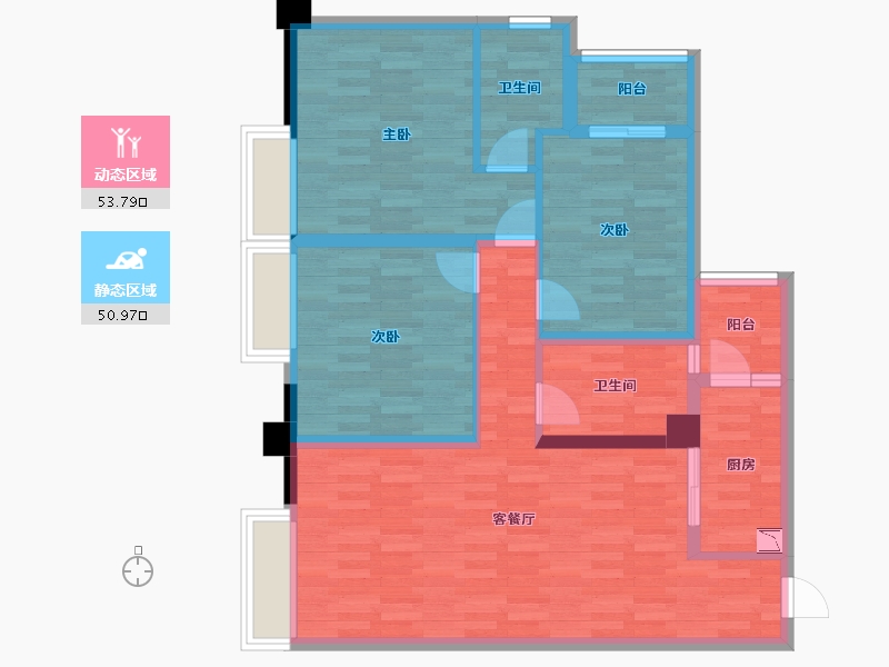 四川省-德阳市-雍城一号-93.23-户型库-动静分区