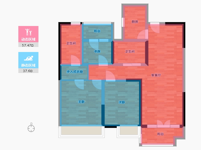 陕西省-西安市-世园林语-82.99-户型库-动静分区