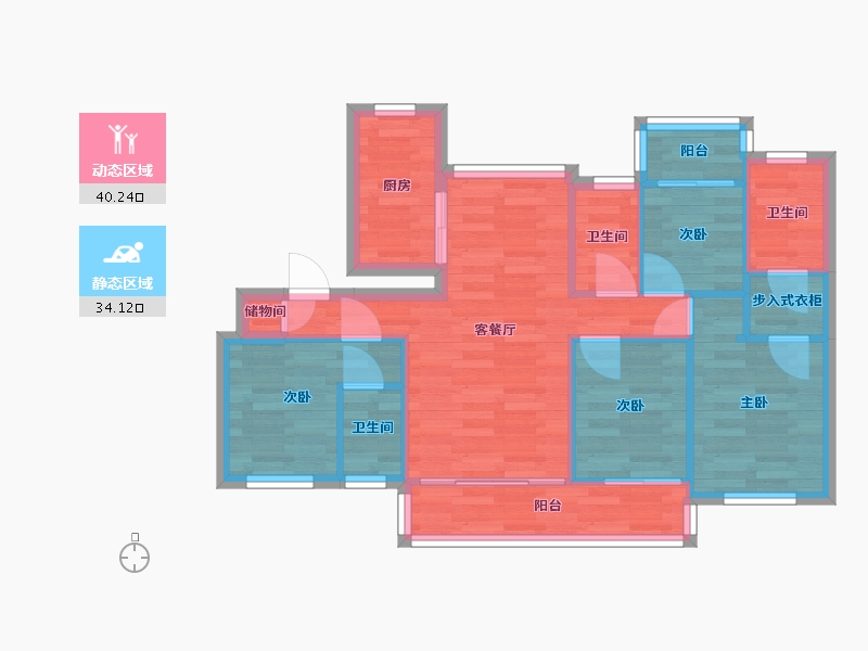 江苏省-宿迁市-碧桂园翰林阁-65.87-户型库-动静分区