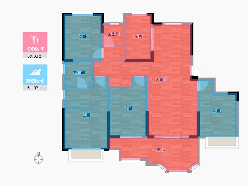 陕西省-渭南市-红鑫中央公园-116.16-户型库-动静分区