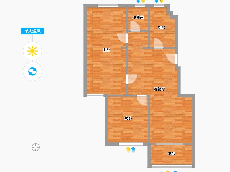 浙江省-宁波市-东邑阳光-77.32-户型库-采光通风