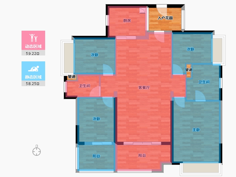 广东省-佛山市-万科金域蓝湾-110.83-户型库-动静分区