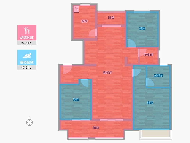 江苏省-徐州市-东部美的城-107.04-户型库-动静分区