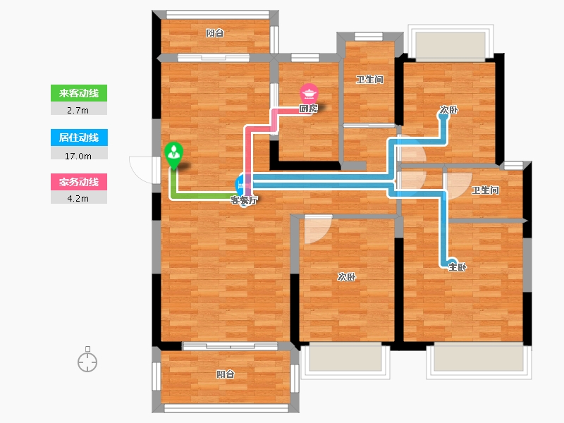 浙江省-台州市-碧桂园剑桥郡-88.19-户型库-动静线