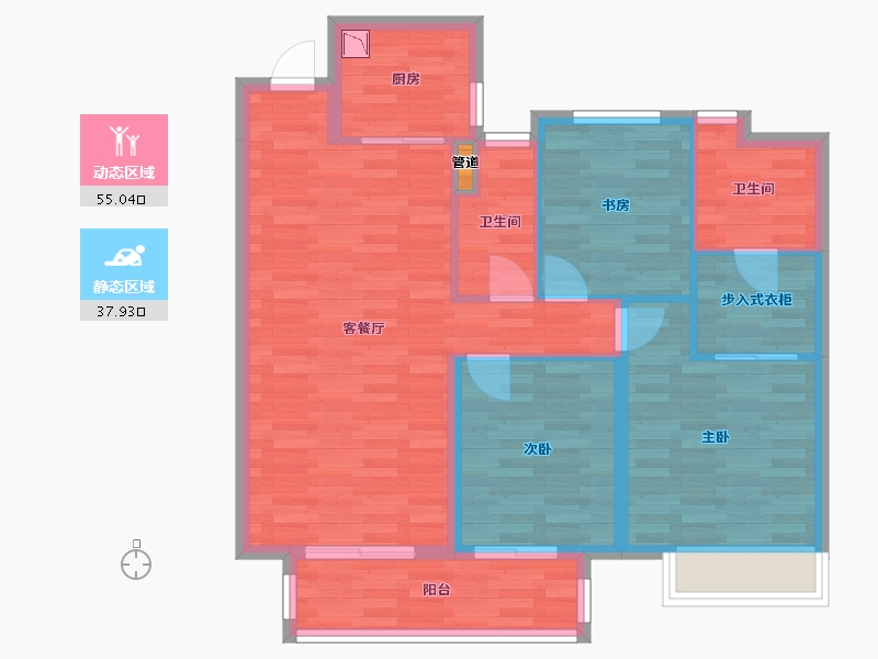 河南省-濮阳市-璞园-83.67-户型库-动静分区