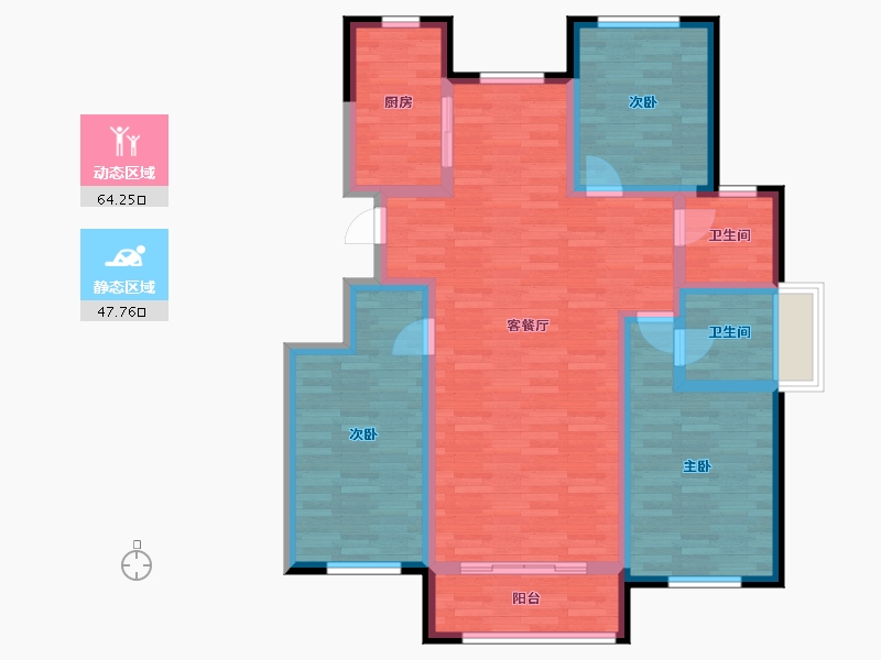 山东省-泰安市-大展麓山郡-99.85-户型库-动静分区