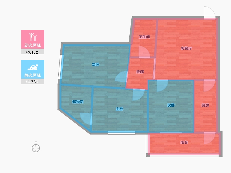 天津-天津市-蝶桥公寓-74.03-户型库-动静分区