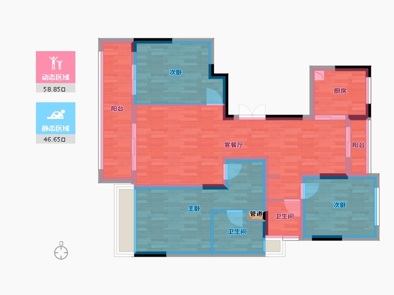 浙江省-杭州市-景瑞天赋-93.72-户型库-动静分区