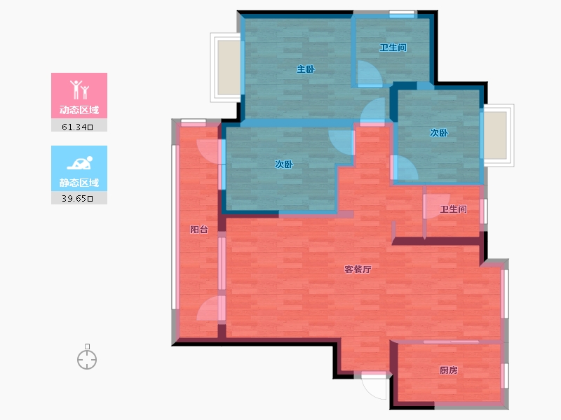 湖北省-武汉市-融创观澜一号-89.70-户型库-动静分区