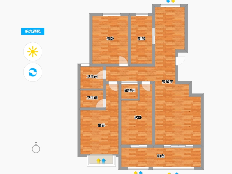 山东省-临沂市-城开景悦-115.00-户型库-采光通风