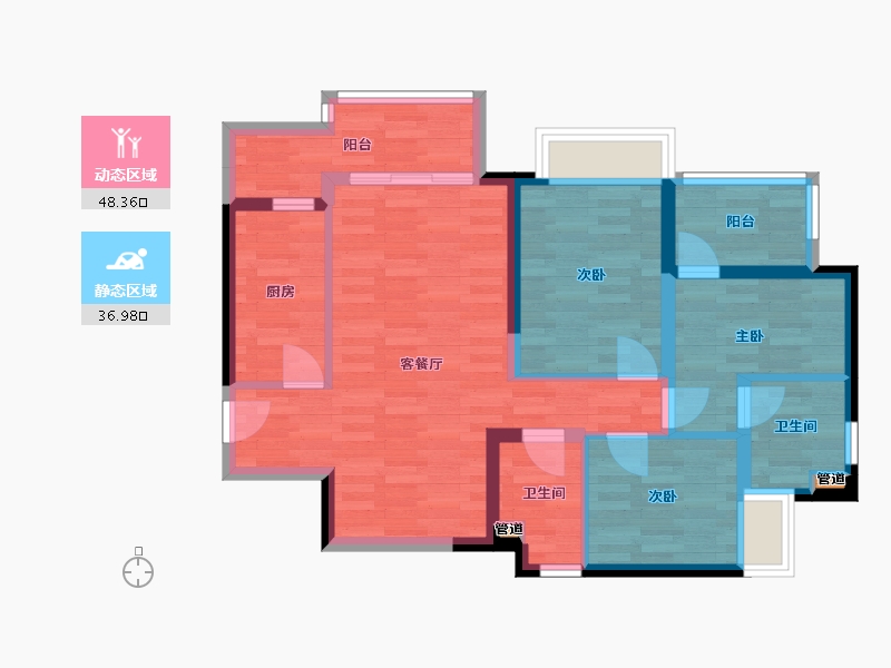 四川省-成都市-招商依云上城二期-75.47-户型库-动静分区