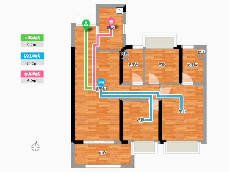 湖北省-荆州市-保利公园壹号-76.35-户型库-动静线