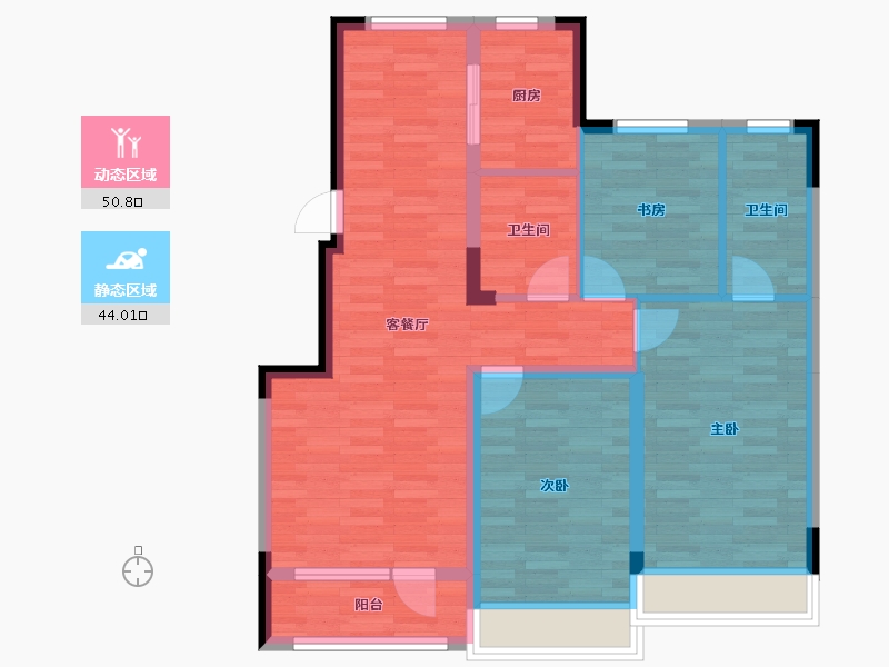 辽宁省-沈阳市-太湖国府壹号-84.42-户型库-动静分区