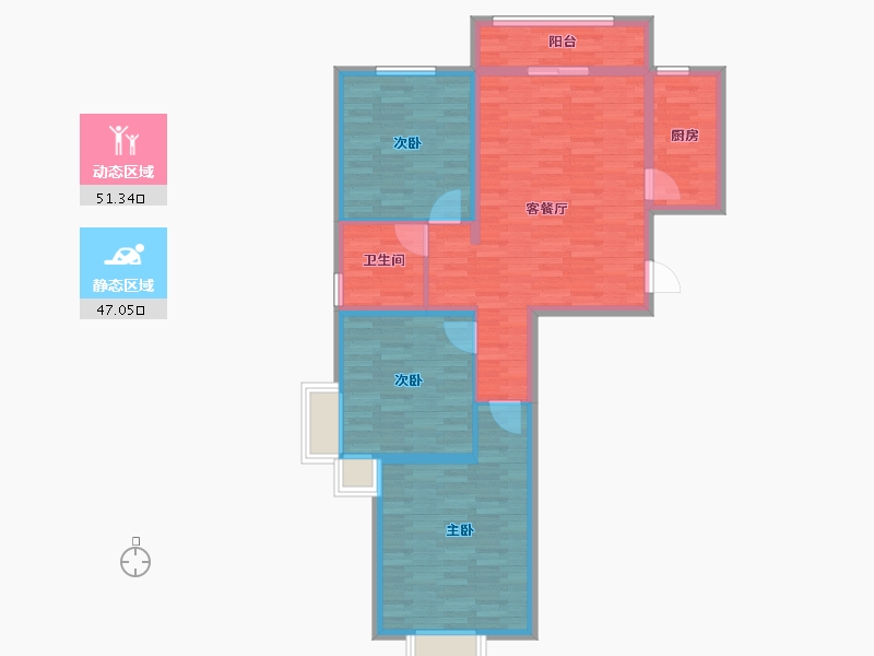 河南省-洛阳市-绿洲花园南区-88.00-户型库-动静分区