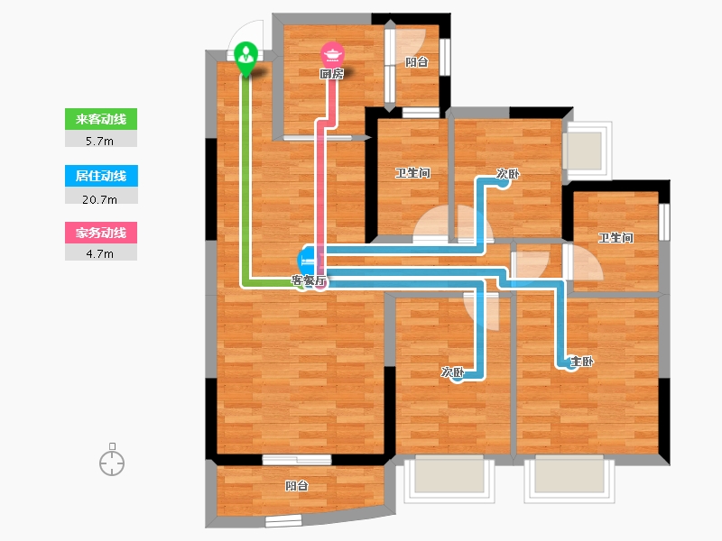 四川省-绵阳市-恒大翡翠龙庭-76.38-户型库-动静线