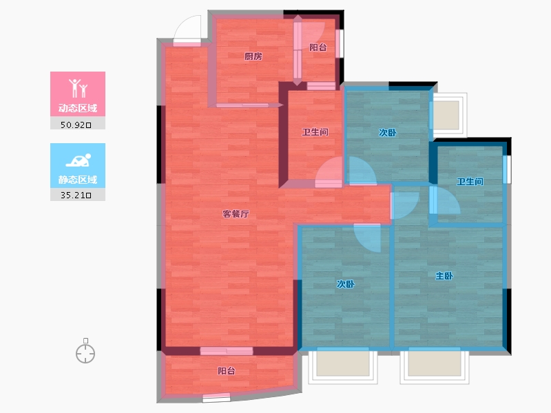 四川省-绵阳市-恒大翡翠龙庭-76.38-户型库-动静分区