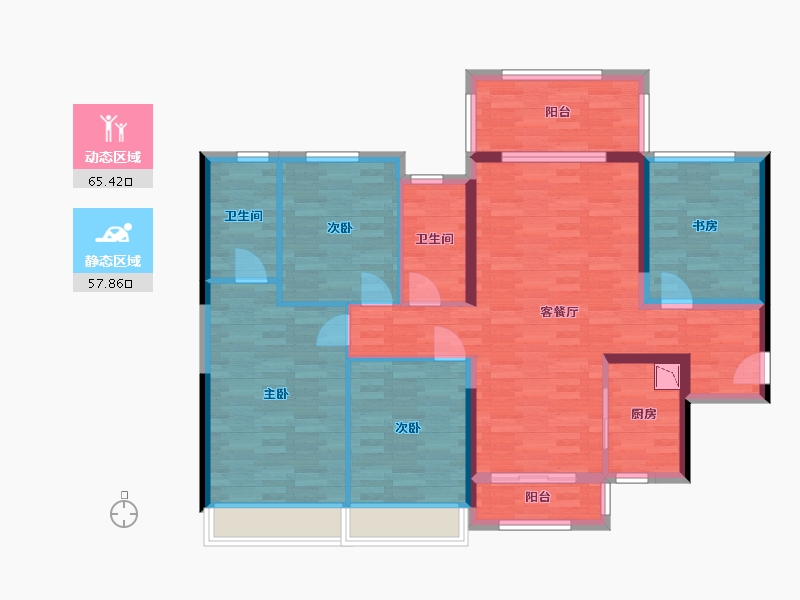 广东省-江门市-奥园禧悦台-110.61-户型库-动静分区