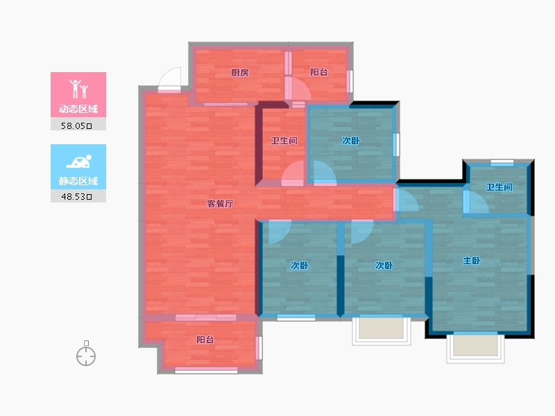 四川省-乐山市-碧桂园青江府-94.36-户型库-动静分区