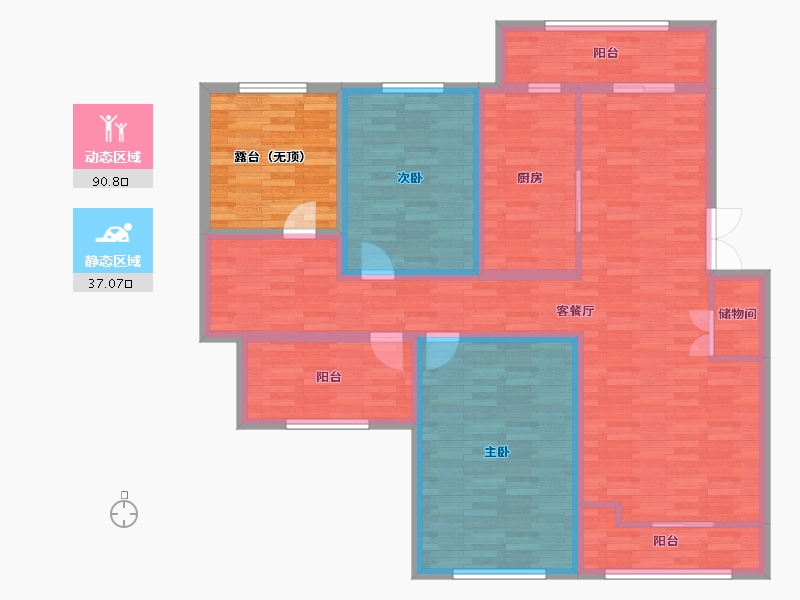 湖南省-湘潭市-九华・金水湾-124.58-户型库-动静分区