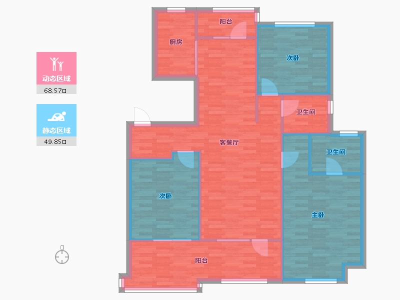 河南省-郑州市-金地格林小城-108.30-户型库-动静分区