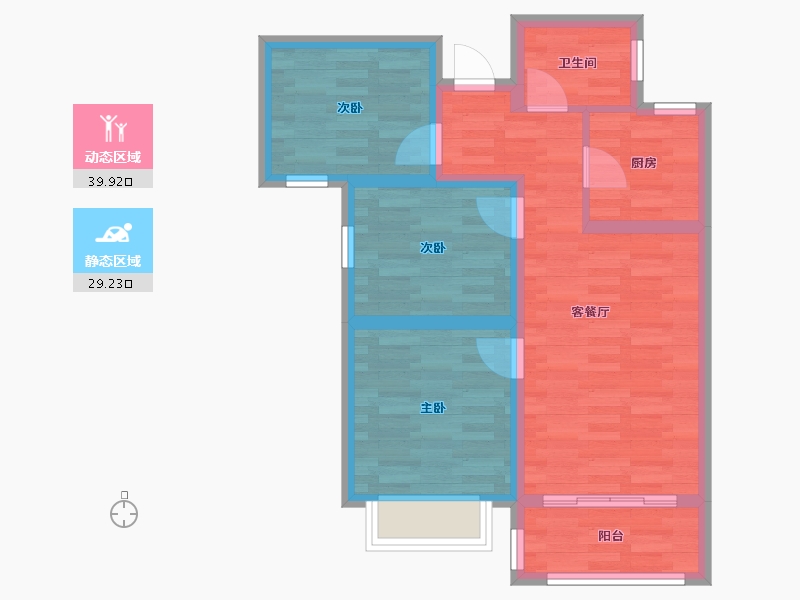 河南省-郑州市-观澜郡-60.69-户型库-动静分区