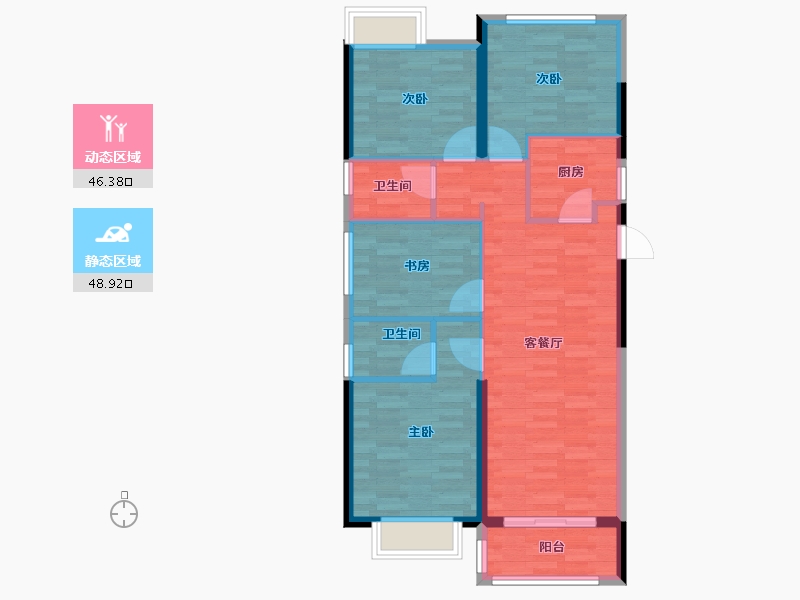 福建省-福州市-华润紫云府-86.00-户型库-动静分区