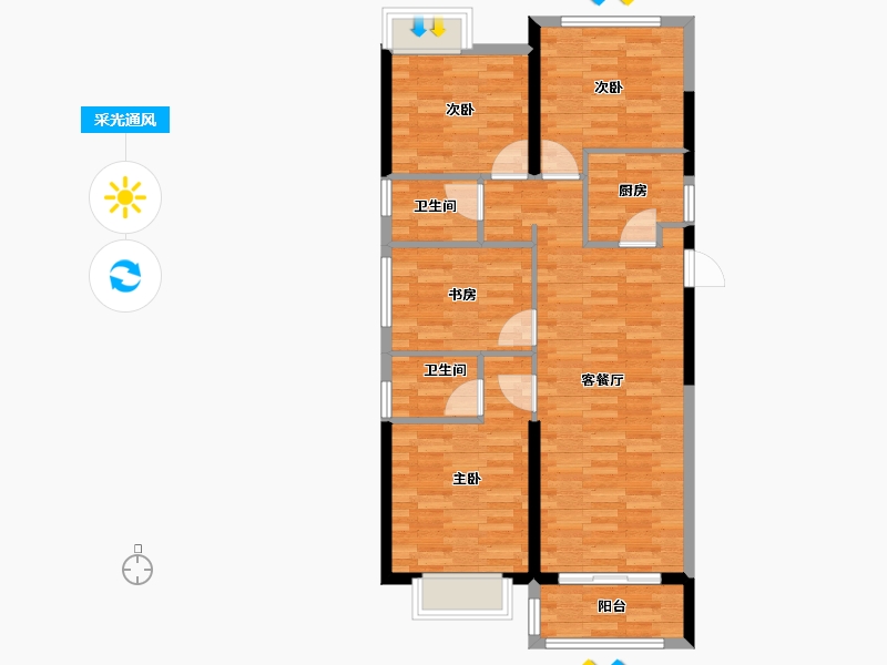 福建省-福州市-华润紫云府-86.00-户型库-采光通风