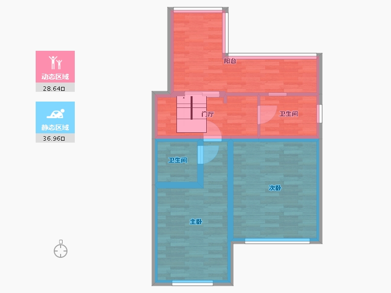 河北省-张家口市-下花园阿尔卡迪亚-57.22-户型库-动静分区