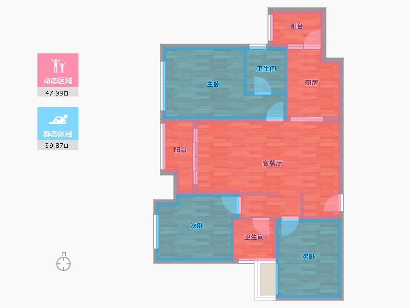 重庆-重庆市-碧桂园保利·云禧-77.97-户型库-动静分区