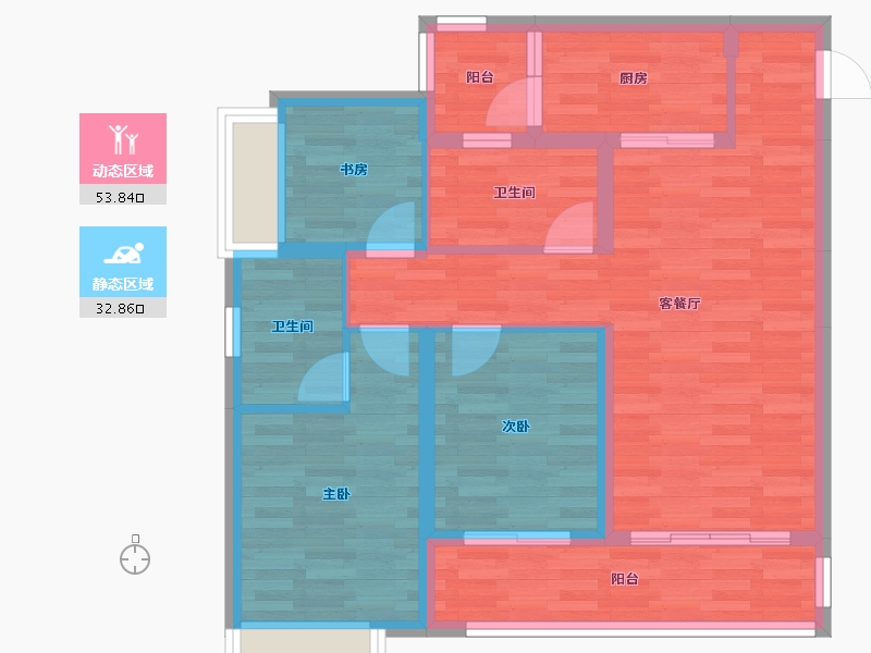 重庆-重庆市-融创文旅城-76.73-户型库-动静分区