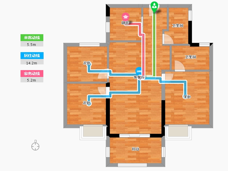 福建省-福州市-万科翡翠之光-76.00-户型库-动静线