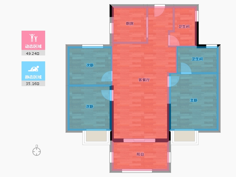 福建省-福州市-万科翡翠之光-76.00-户型库-动静分区