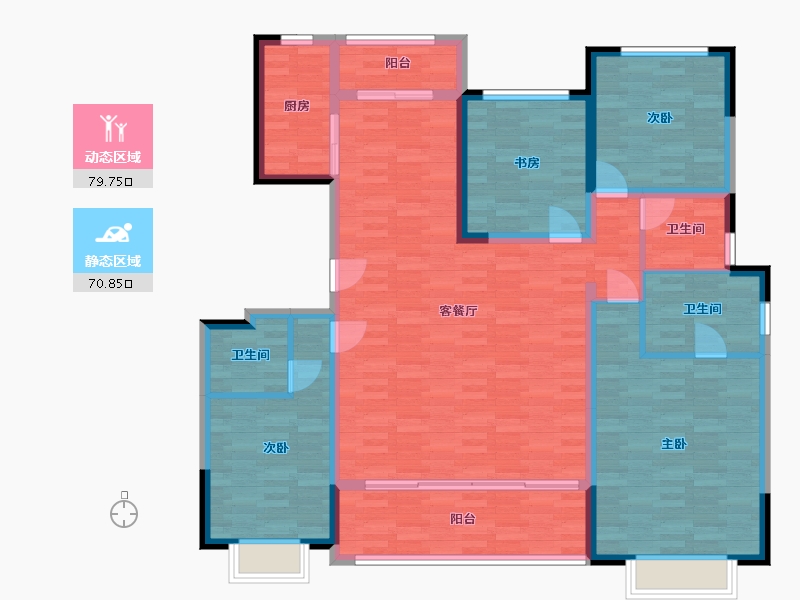 陕西省-西安市-中铁花语城-136.13-户型库-动静分区