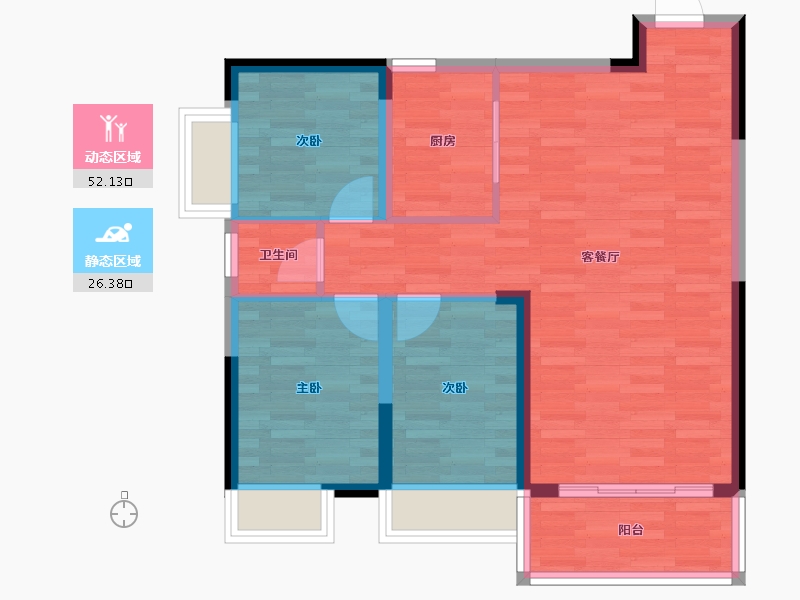 广东省-梅州市-御元阳光城-70.56-户型库-动静分区