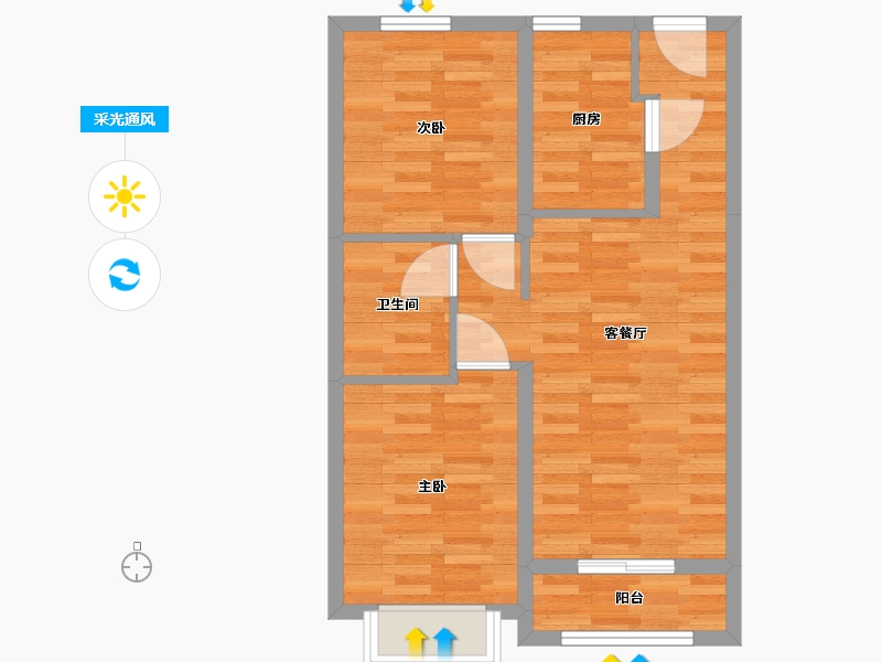 河北省-石家庄市-融创中心-58.36-户型库-采光通风